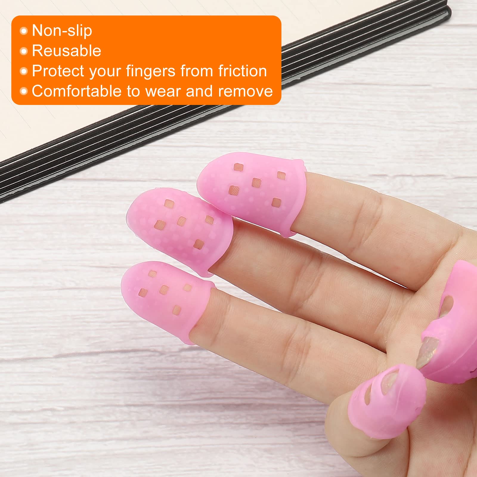 PATIKIL Finger Tips Anti Slip Fingertip Protector, 20 Pack 28mm Silicone Finger Guard for Paper Sorting Sewing Guitar Playing, P